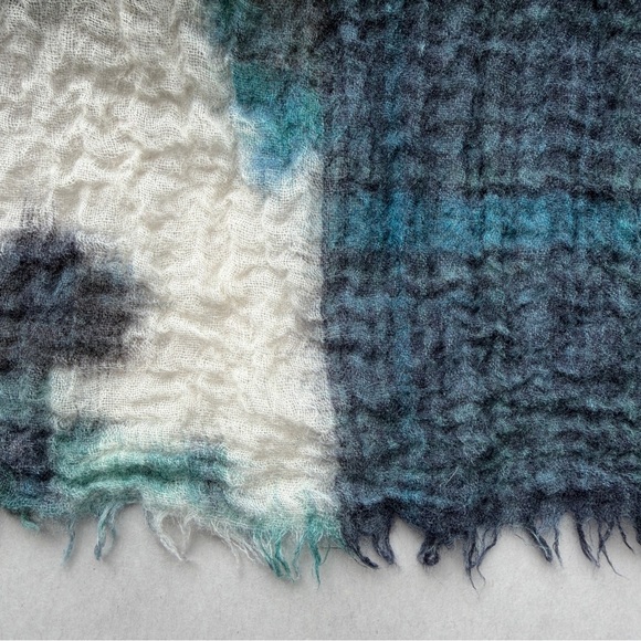 J. Jill 100% Wool Scarf Wrap Watercolor Floral Plaid Mixed Print - Picture 9 of 10